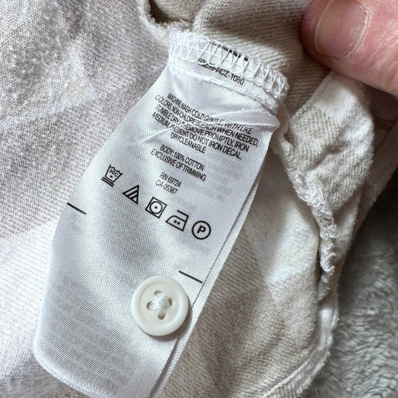 Columbia Womens Plaid Flannel Button Down Shirt Tan Cream Large L Long Sleeve - Picture 9 of 12